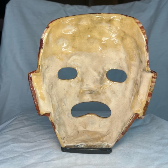 Mayan Aztec Death Mask Inca Burial Mask Tribal Mosaic Abalone Smooth 7” - Picture 4 of 7